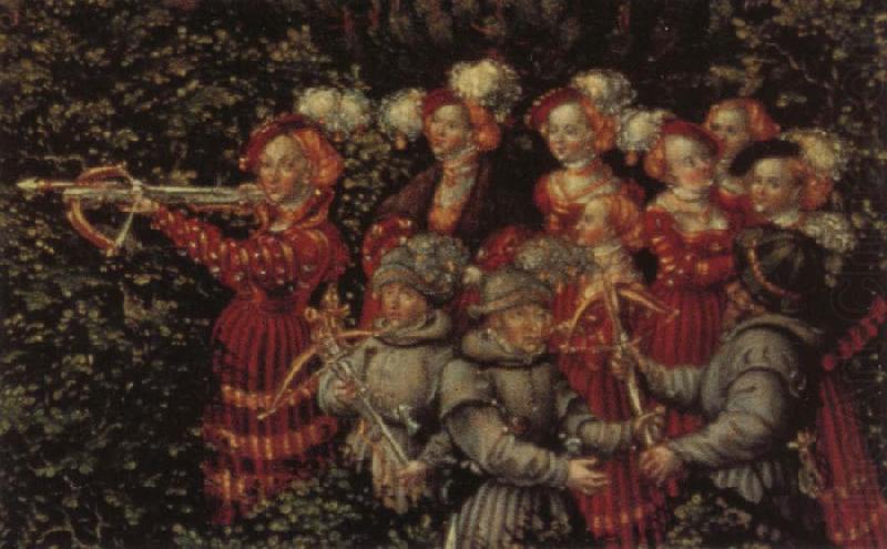 Details of The Stag Hunt, Lucas Cranach